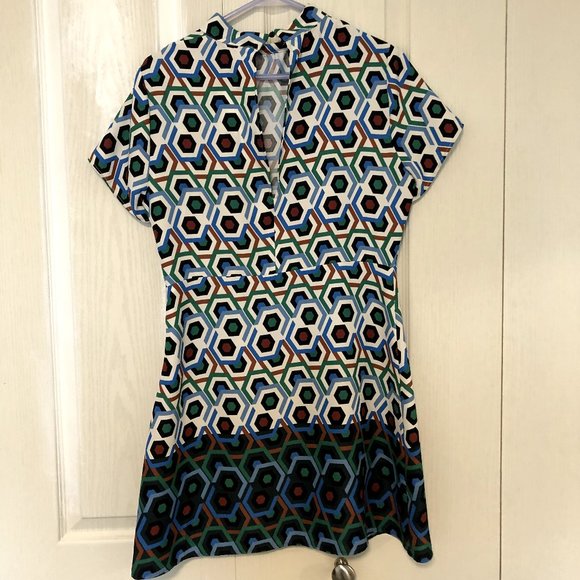 Zara Retro Geometric Print Mini Dress Size M - Picture 2 of 6